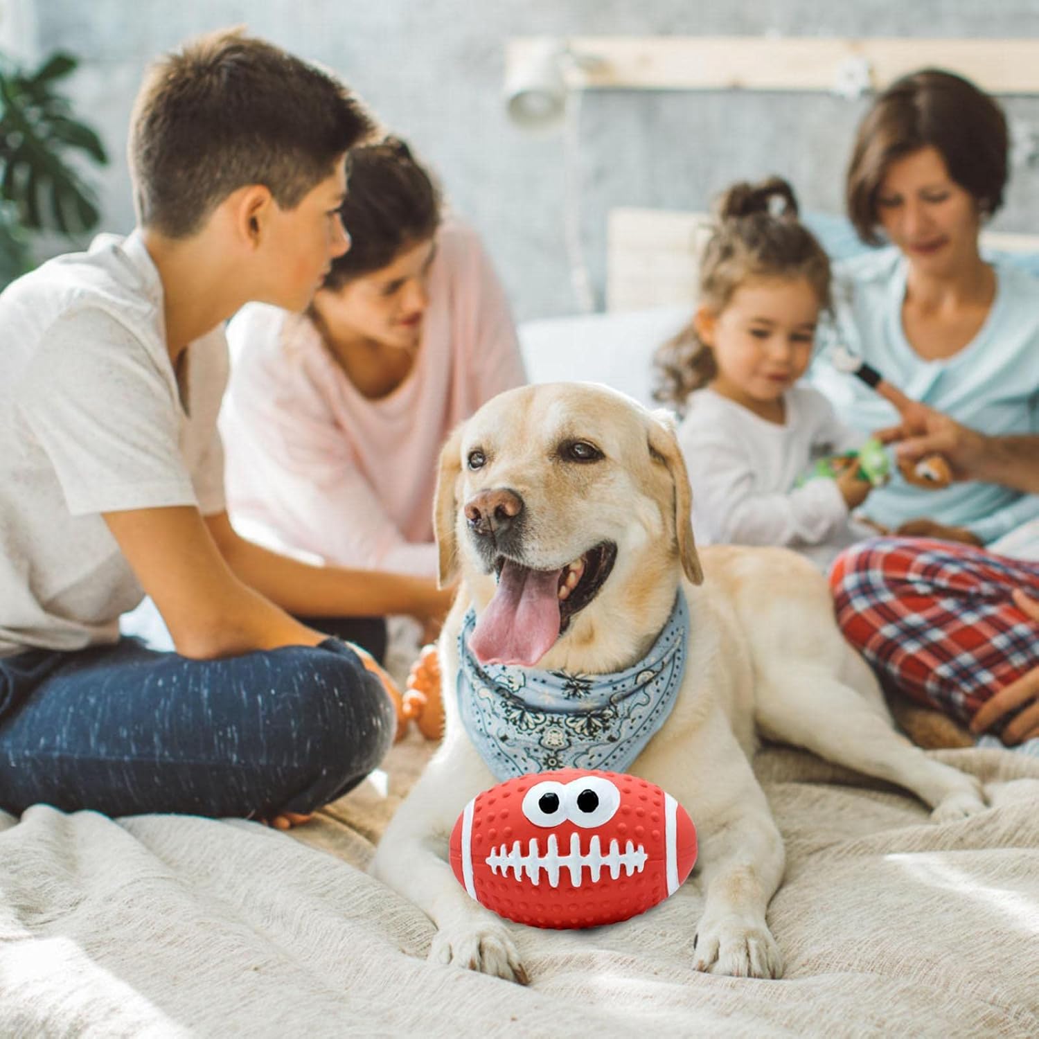 Balle pour Chien - DogBallLatex™ - Rugby Rouge - Toutou Joyeux